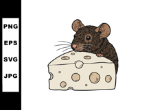 Mouse holding piece of cheese cute rodent animal illustratio Product Image 1