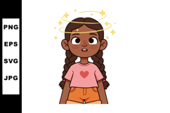 Young girl with braids feeling dizzy with yellow stars and h Product Image 1
