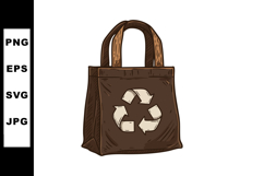 Brown reusable shopping bag with recycling symbol eco friend Product Image 1