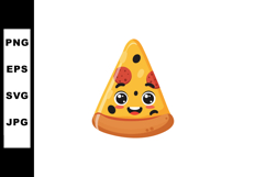 Cute smiling pizza slice with pepperoni and olives vector il Product Image 1