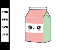 Cute pink and green milk carton with smiling face vector ill Product Image 1