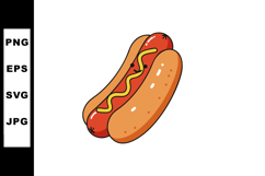 Hot dog with mustard vector illustration of classic fast foo Product Image 1