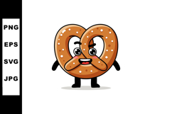 Pretzel Character Cartoon Illustration with Salt Sprinkles a Product Image 1