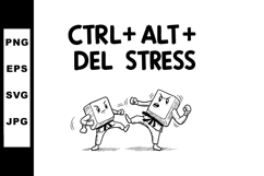 Keyboard Keys CTRL ALT DEL Fighting Stress Cartoon Vector Il Product Image 1