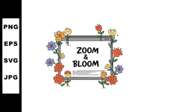 Colorful blooming flowers around computer window with zoom a Product Image 1