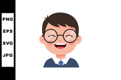 Happy smiling boy with glasses in blue suit laughing cheerfu Product Image 1