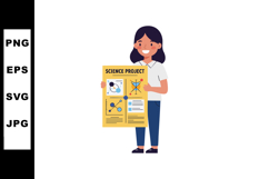 Girl holding science project poster presentation vector illu Product Image 1