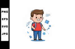 Happy schoolboy with backpack and casual clothes smiling vec Product Image 1