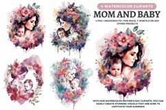 Mom & Baby |Mother's Day Watercolor illustration 4 clipart Product Image 1