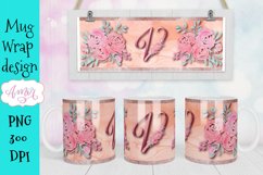 V monogram Mug sublimation design, initial mug PNG Product Image 1