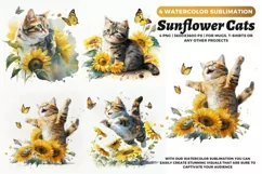 Sunflower cats Breed Watercolor Sublimation | Cat watercolor Product Image 1