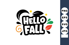 Hello Fall Typography with Autumn Leaves and Decorative Elem Product Image 1