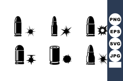 Bullet shell impact vector collection with black silhouette Product Image 1