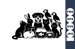 Various Pets Including Cats Dogs Rabbits Birds and Fish in A Product Image 1