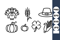 Thanksgiving and autumn harvest icons with turkey pumpkin co Product Image 1