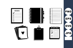 Set of black and white notebooks and planners with checklist Product Image 1