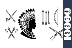 Native American Indian Chief Silhouette with Traditional Hea Product Image 1