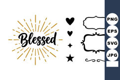 Blessed sign with golden rays and decorative black hearts st Product Image 1
