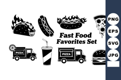 Fast food favorites set with taco hot dog pizza burger soda Product Image 1