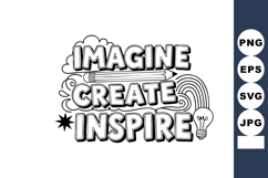 Imagine Create Inspire motivational words with light bulb ra Product Image 1