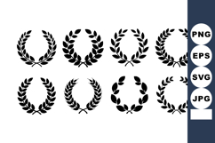 Laurel wreath vector set with eight black silhouette designs Product Image 1