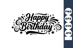 Happy Birthday elegant calligraphy text with decorative swir Product Image 1