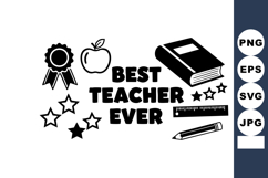 Best teacher ever vector design with book apple pencil ruler Product Image 1