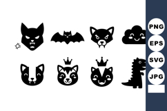 Cartoon animal and fantasy creature icons including wolf bat Product Image 1