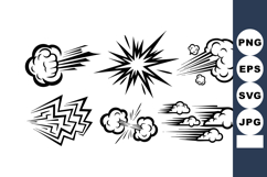 Cartoon style comic explosion and wind effects vector icons Product Image 1