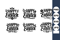 Happy Easter calligraphy vector set with floral design eleme Product Image 1