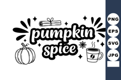 Pumpkin spice lettering with pumpkin cinnamon and coffee cup Product Image 1