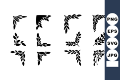 Decorative black floral corner elements with leaf patterns f Product Image 1