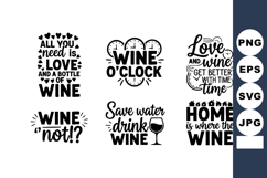 Wine quotes vector set with love wine sayings and humorous w Product Image 1