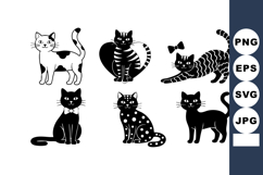 Cute black and white cat vector icons with different playful Product Image 1