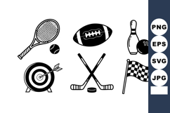 Sports icons collection featuring tennis racket ball footbal Product Image 1