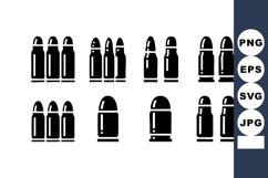 Bullet cartridge vector set with various sizes and shapes in Product Image 1
