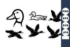 Duck silhouette collection in various flying and swimming po Product Image 1