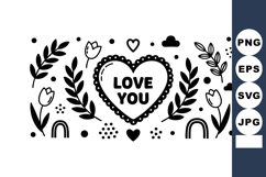 Love heart with floral and rainbow vector design for romanti Product Image 1