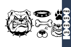 Bulldog face with spiked collar bone paw print and nose blac Product Image 1