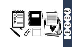 Checklist notepad spiral notebook pen paperclip heart symbol Product Image 1