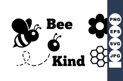 Bee kind motivational message with bee flower and honeycomb Product Image 1