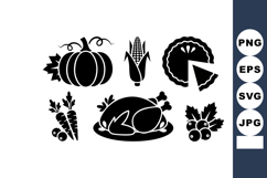 Thanksgiving harvest icons with pumpkin corn carrot turkey p Product Image 1