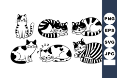 Black and white cats in various resting and sitting poses ad Product Image 1