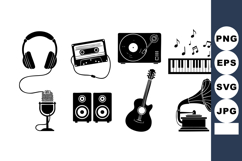 Music equipment icons including headphones cassette turntabl Product Image 1