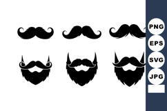 Mustache and Beard Vector Icons Set with Various Styles and Product Image 1