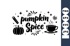 Pumpkin Spice Typography with Pumpkin and Coffee Cup Vector Product Image 1
