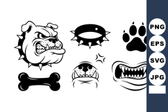 Aggressive bulldog head with spiked collar and fierce dog pa Product Image 1