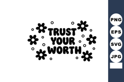 Trust Your Worth motivational quote with flowers and dots de Product Image 1