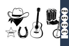 Western cowboy accessories collection featuring hat bandana Product Image 1