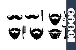 Beard and mustache grooming icons with scissors razor comb f Product Image 1